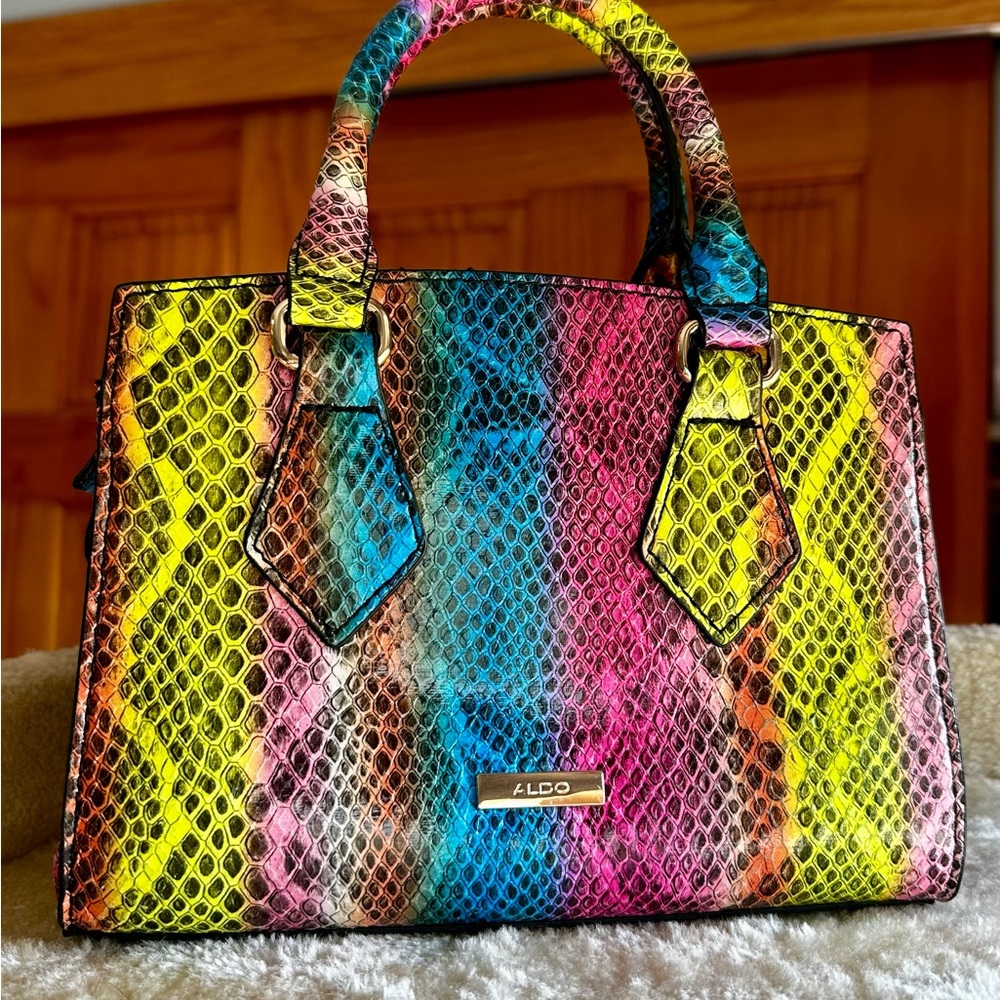 Aldo Vibrant Multicolor Snake Print Purse